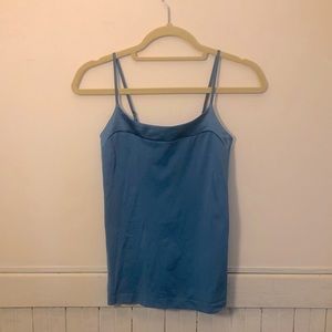 BANANA REPUBLIC Slate Blue Spaghetti Strap Camisole Sati Trim Scoop Neck